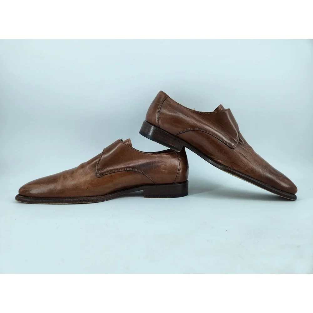 Mario Bruni Single Monk Strap Dress Shoes Mens EU 39 US 6.5 Brown Leather Italy